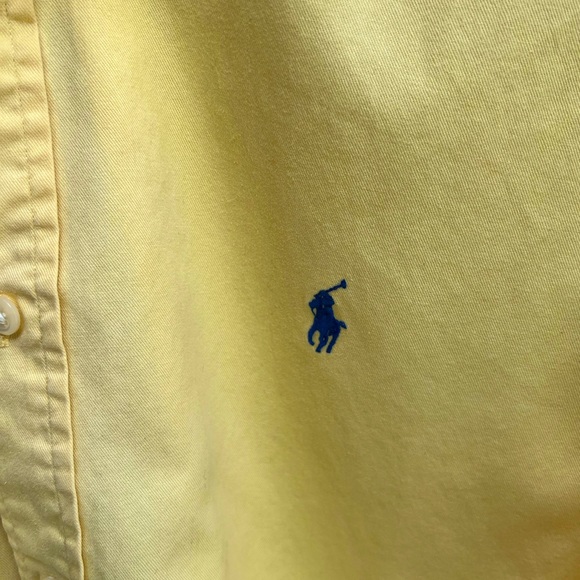Vintage Ralph Lauren Blaire Yellow Short Sleeve Button Down Collar Shirt Sz L - Picture 5 of 7